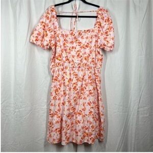 Chloe + Rene 100% cotton dainty floral whimsy prairie puff sleeve dress